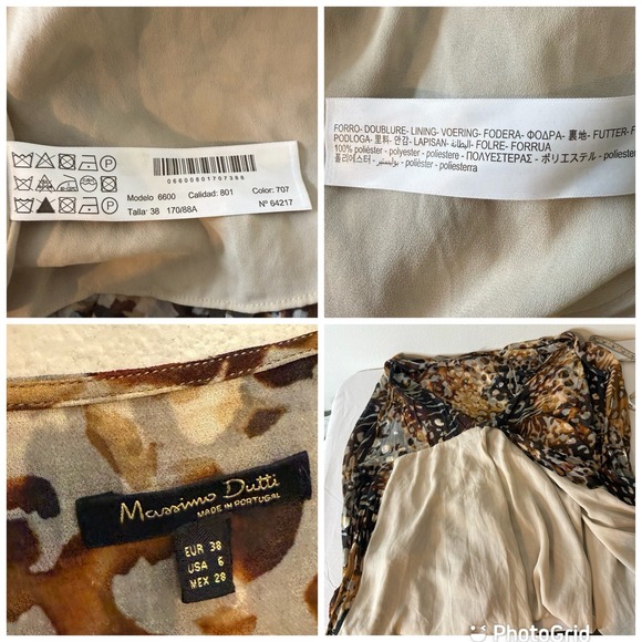 Massimo Dutti Animal Print Brown Leopard Long Sleeve Wrap Dress Women's‎ US 6 - Picture 9 of 9